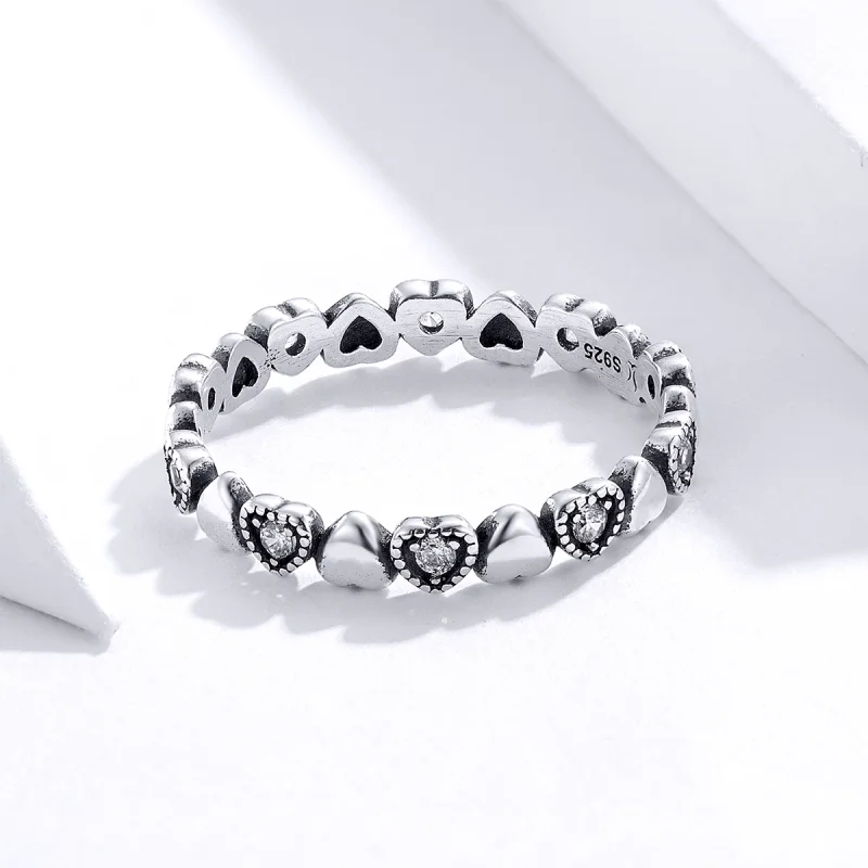 (image for) Pandora Style Crossed Hearts Ring - SCR140-WH - View 3