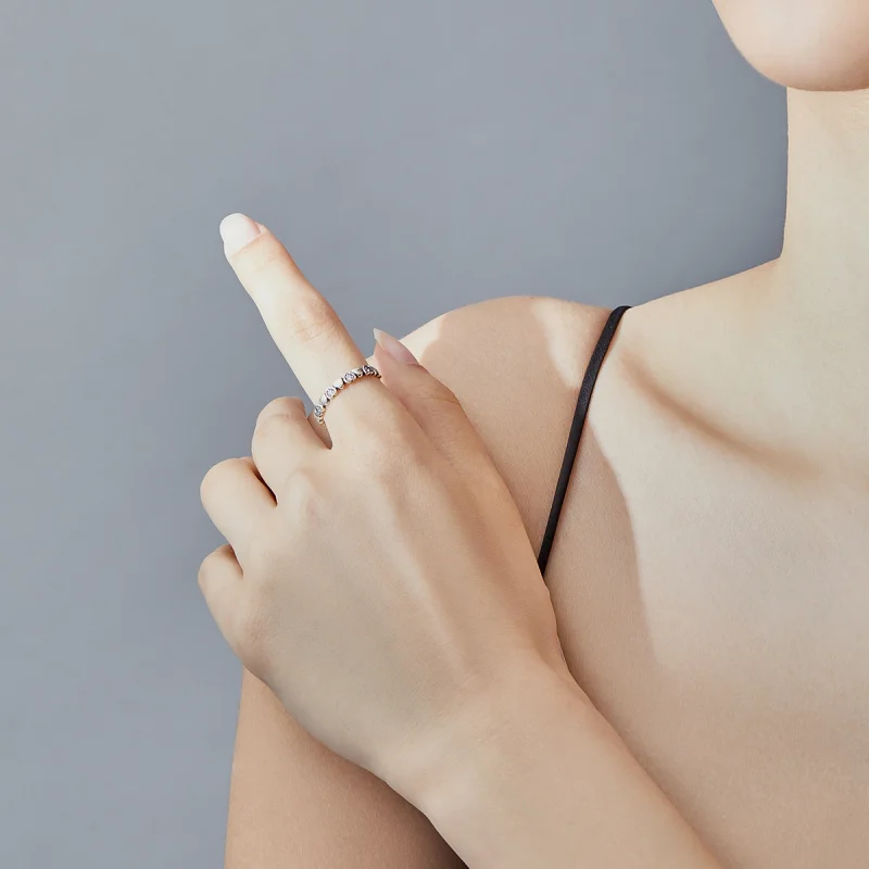 (image for) Pandora Style Crossed Hearts Ring - SCR140-WH - View 6