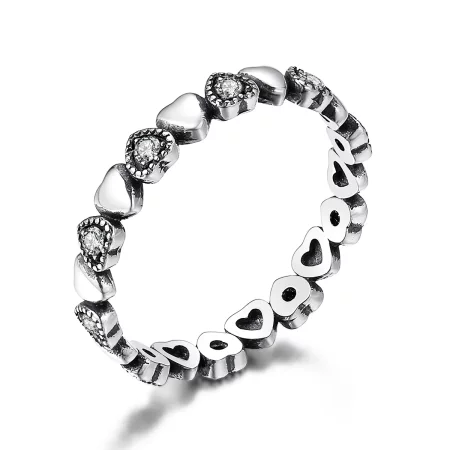 Pandora Style Crossed Hearts Ring - SCR140-WH Pandora Style Crossed Hearts Ring - SCR140-WH