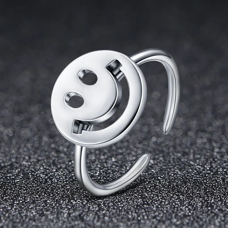 (image for) Pandora Style Cute Smiley Face Open Ring - VSR117 - View 2