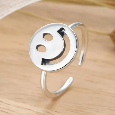 Pandora Style Cute Smiley Face Open Ring - VSR117