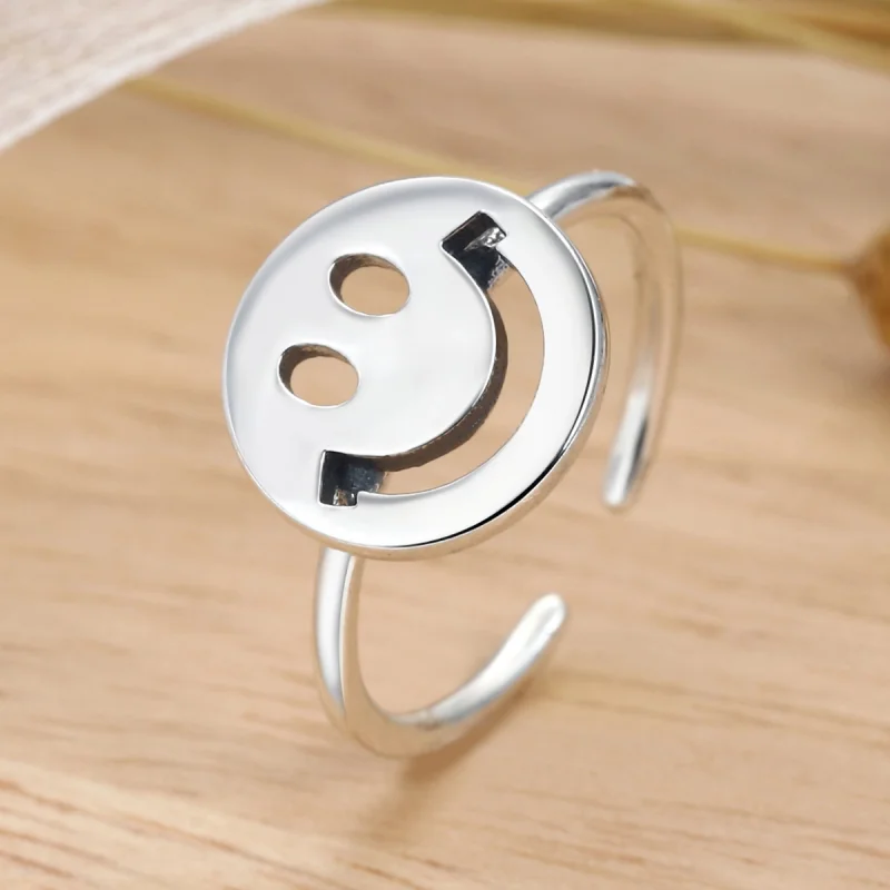 (image for) Pandora Style Cute Smiley Face Open Ring - VSR117 - View 3