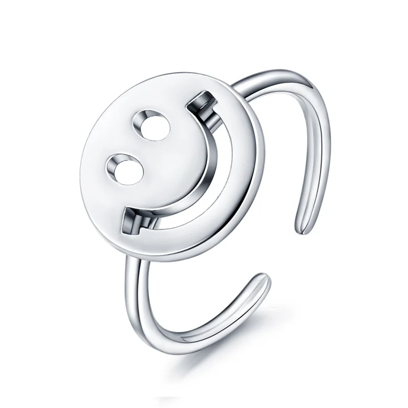 (image for) Pandora Style Cute Smiley Face Open Ring - VSR117 - Product Image