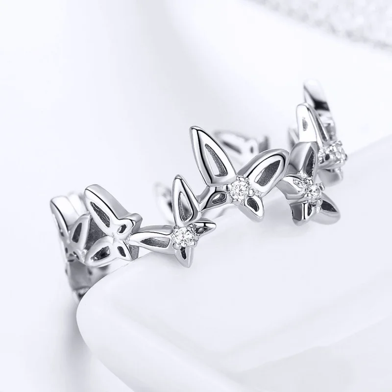 (image for) Pandora Style Dancing Butterflies Open Ring - BSR027 - View 3