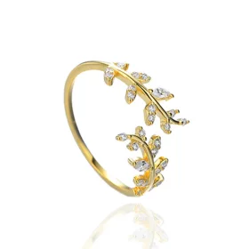 Pandora Style Delicate Leaves Open Ring - BSR241-B Pandora Style Delicate Leaves Open Ring - BSR241-B