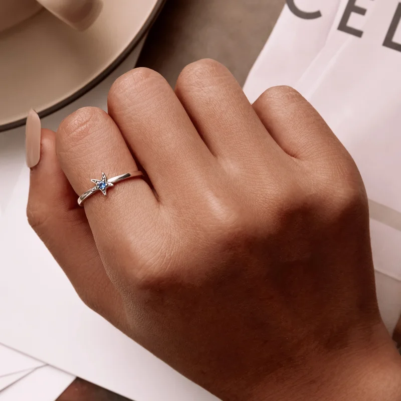 (image for) Pandora Style Delicate Starfish Open Ring - SCR818 - View 6