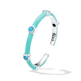 Pandora Style Delicate Turquoise Open Ring - SCR813 Pandora Style Delicate Turquoise Open Ring - SCR813