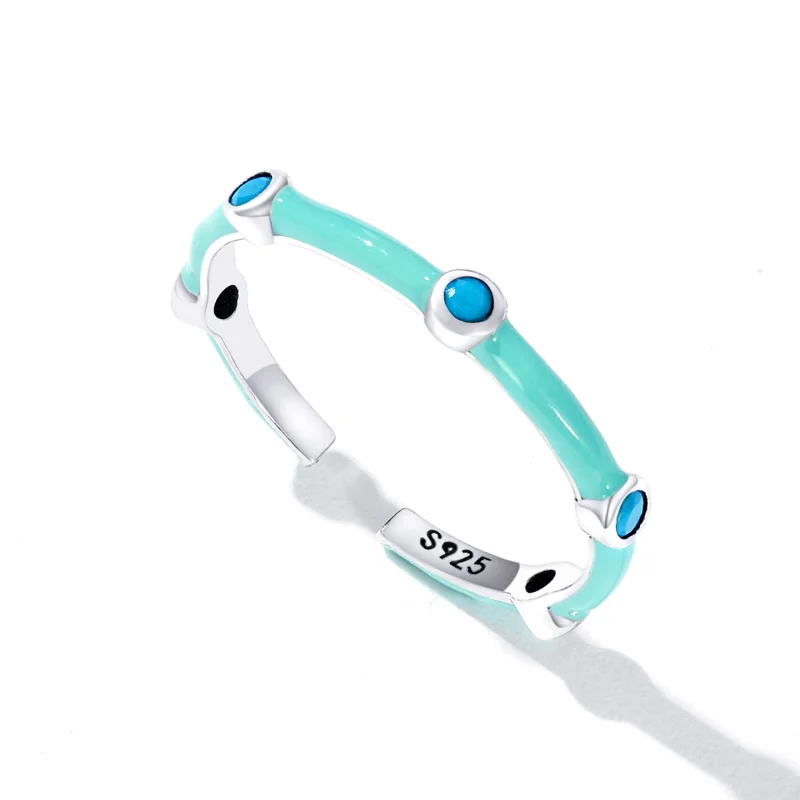 (image for) Pandora Style Delicate Turquoise Open Ring - SCR813 - View 5