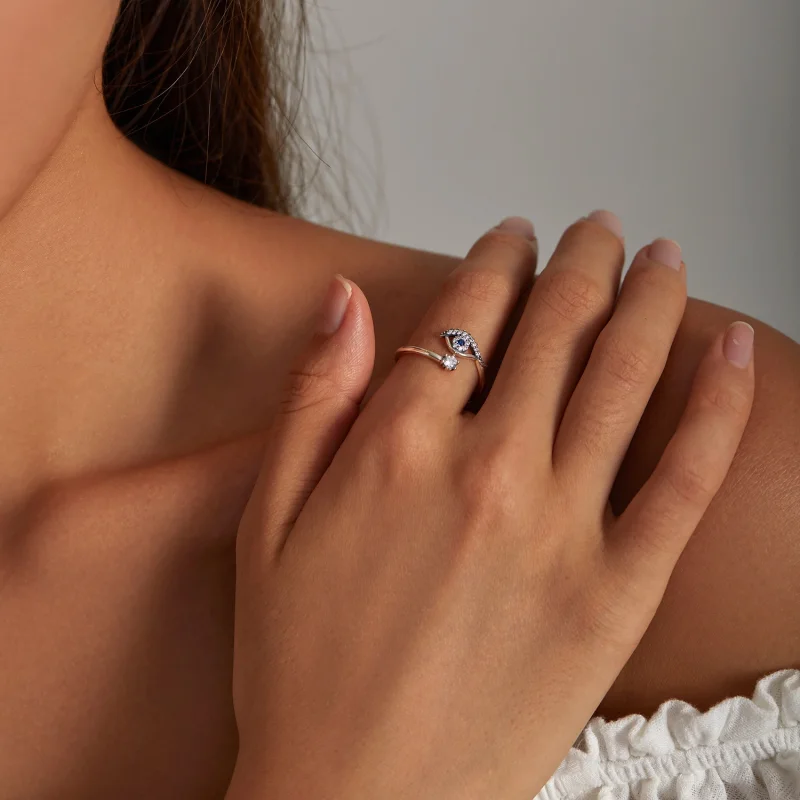 (image for) Pandora Style Devil Eye Open Ring - BSR215 - View 7