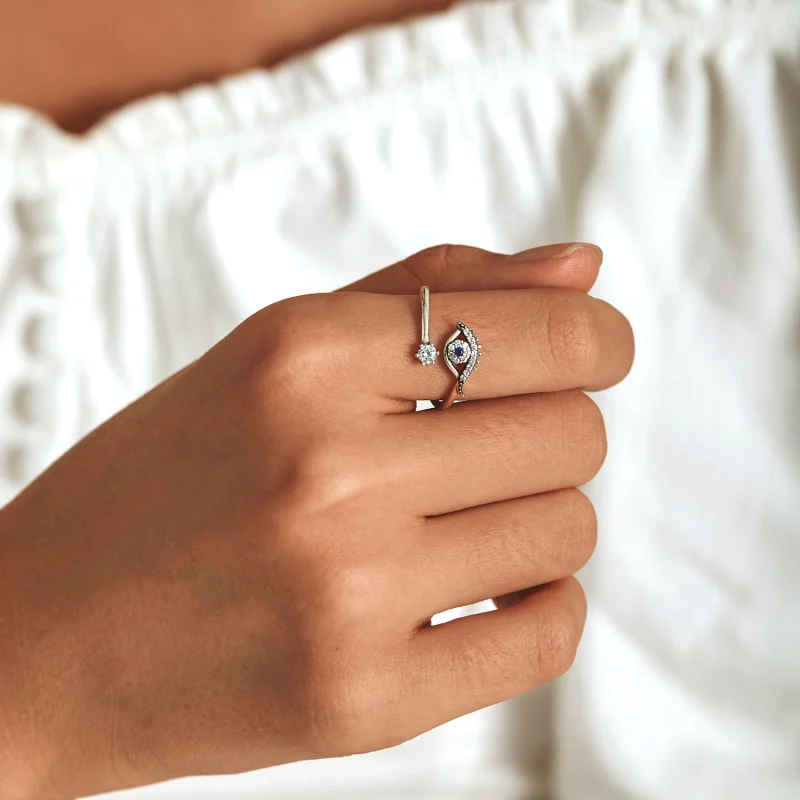 (image for) Pandora Style Devil Eye Open Ring - BSR215 - View 8