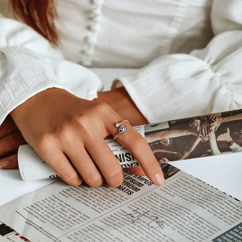 (image for) Pandora Style Devil Eye Open Ring - BSR215 - View 9