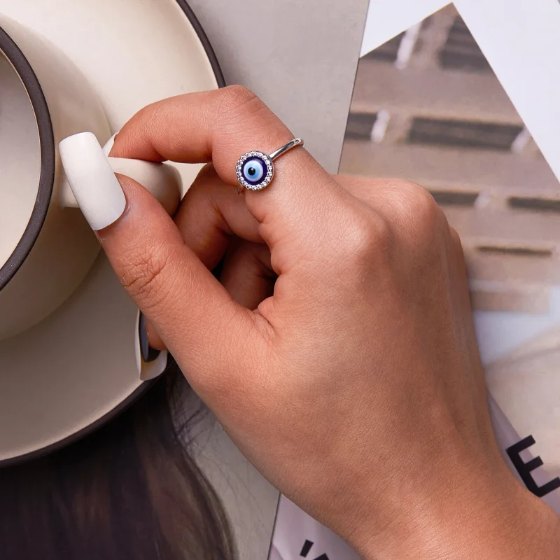 (image for) Pandora Style Devil Eye Open Ring - BSR254 - View 6