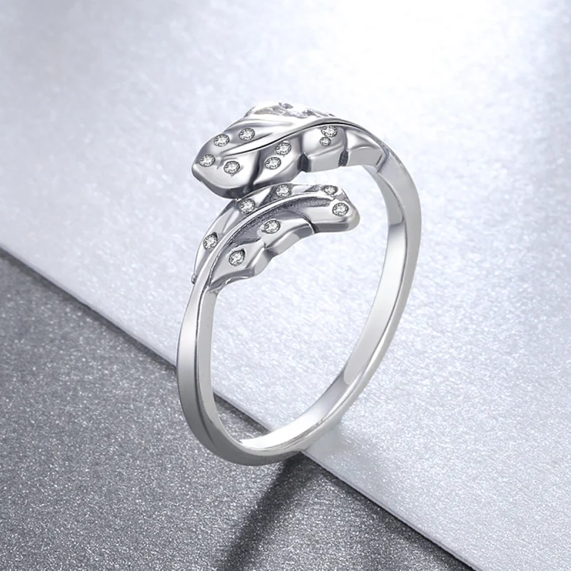 (image for) Pandora Style Elegant Foliage Open Ring - VSR155 - View 3
