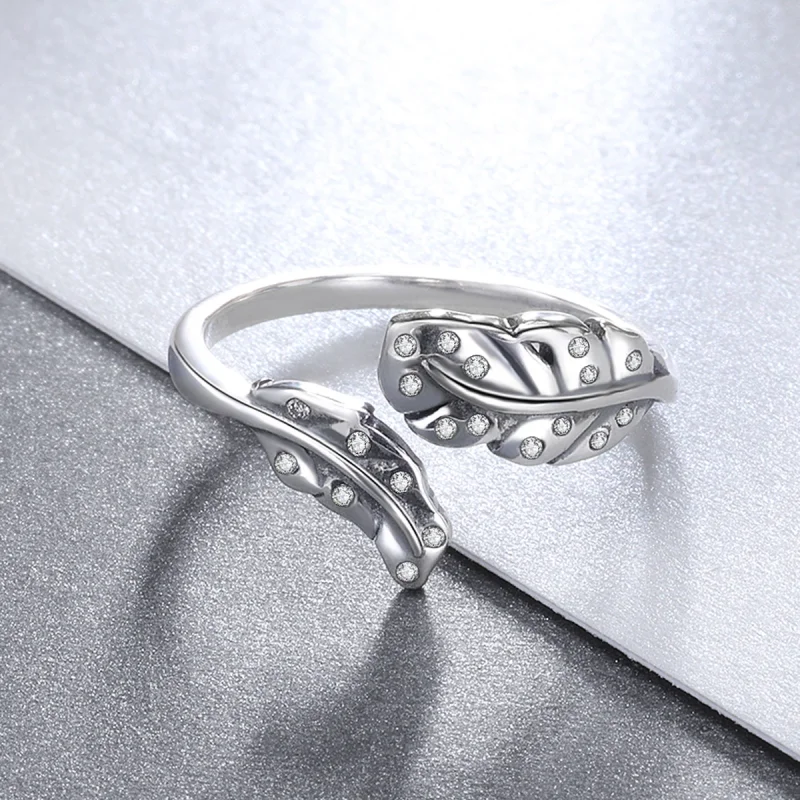 (image for) Pandora Style Elegant Foliage Open Ring - VSR155 - View 4