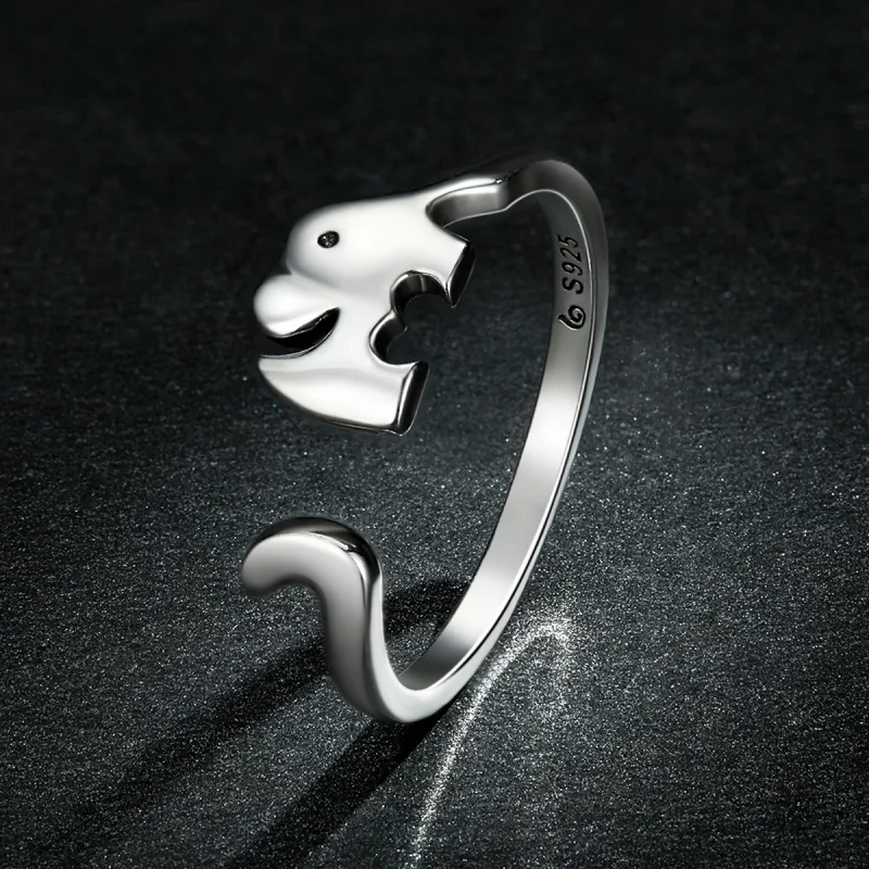 (image for) Pandora Style Elephant Open Ring - BSR227 - View 5