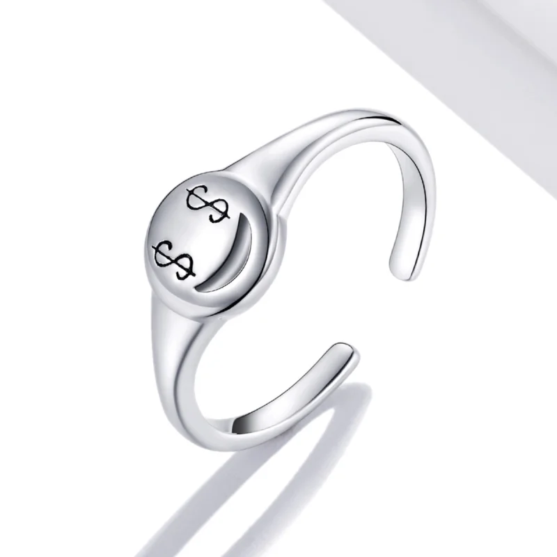 (image for) Pandora Style Emoji - See The Money with Open Eyes Open Ring - SCR738 - View 2