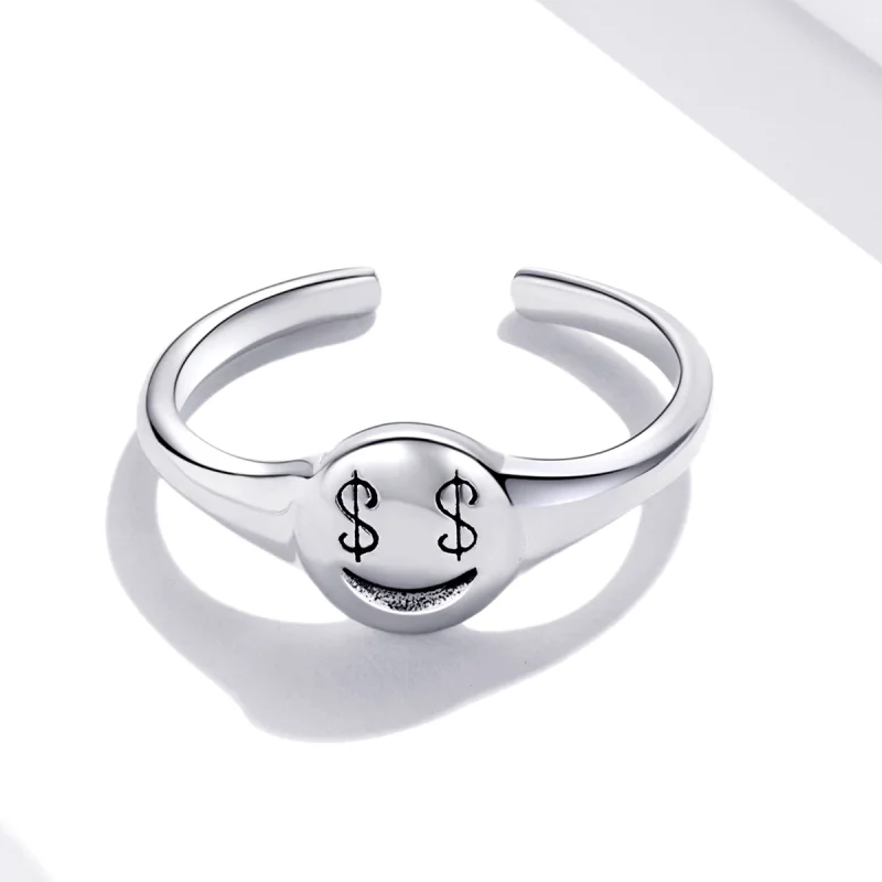 (image for) Pandora Style Emoji - See The Money with Open Eyes Open Ring - SCR738 - View 3