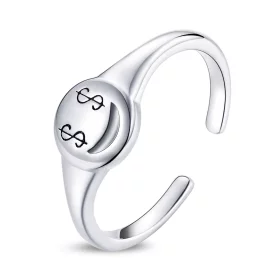 Pandora Style Emoji - See The Money with Open Eyes Open Ring - SCR738