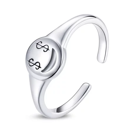 Pandora Style Emoji - See The Money with Open Eyes Open Ring - SCR738