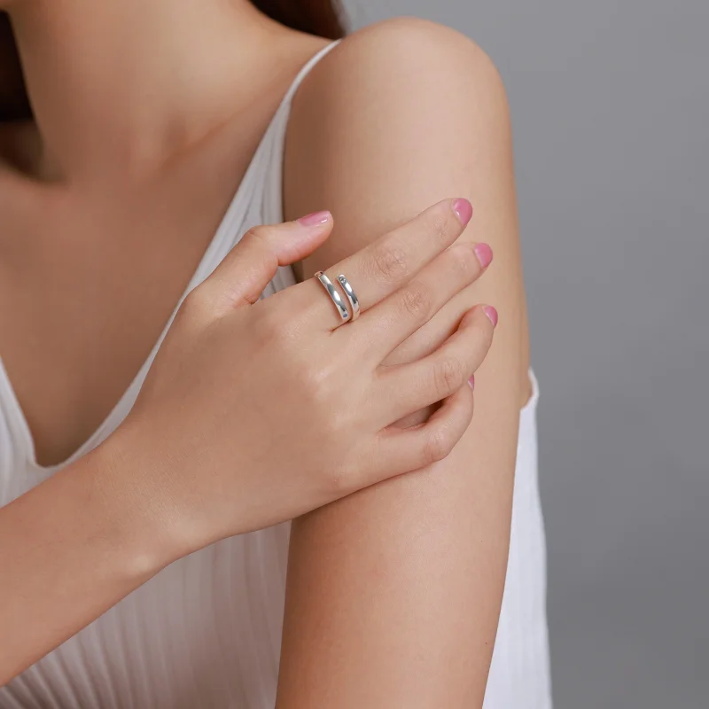 (image for) Pandora Style Engraved Double Open Ring - SCR747 - View 6