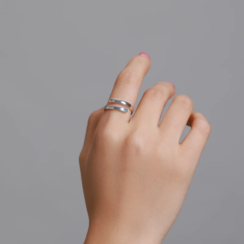 (image for) Pandora Style Engraved Double Open Ring - SCR747 - View 7