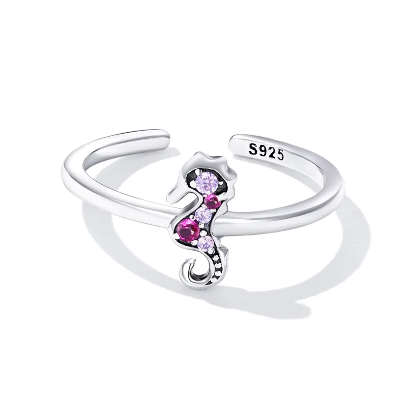 (image for) Pandora Style Exquisite Seahorse Open Ring - SCR816 - View 3