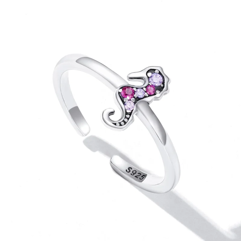 (image for) Pandora Style Exquisite Seahorse Open Ring - SCR816 - View 5