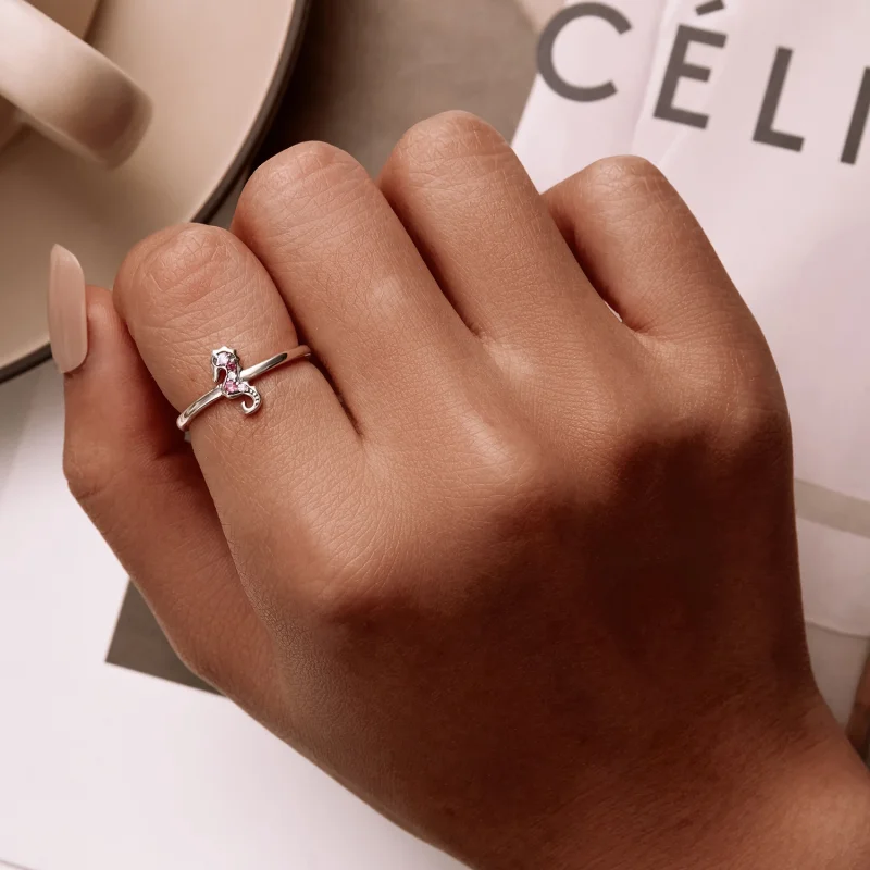 (image for) Pandora Style Exquisite Seahorse Open Ring - SCR816 - View 6