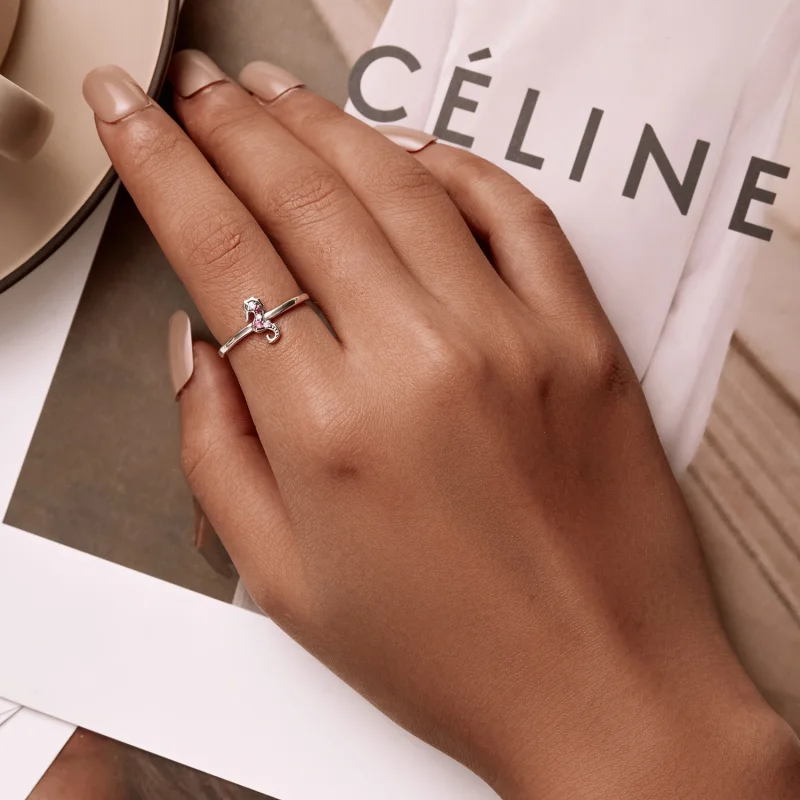 (image for) Pandora Style Exquisite Seahorse Open Ring - SCR816 - View 7