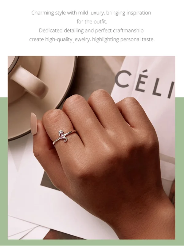 (image for) Pandora Style Exquisite Seahorse Open Ring - SCR816 - View 9