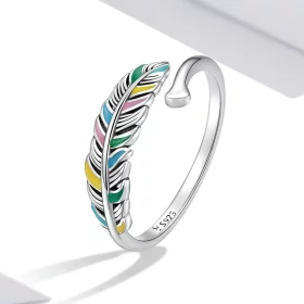 Pandora Style Feather Open Ring - SCR799 Pandora Style Feather Open Ring - SCR799