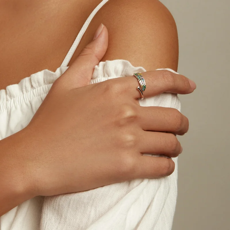 (image for) Pandora Style Feather Open Ring - SCR799 - View 6