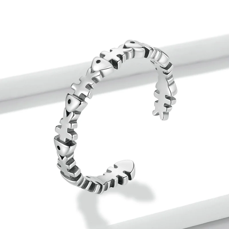 (image for) Pandora Style Fish Bone Open Ring - BSR224 - View 2