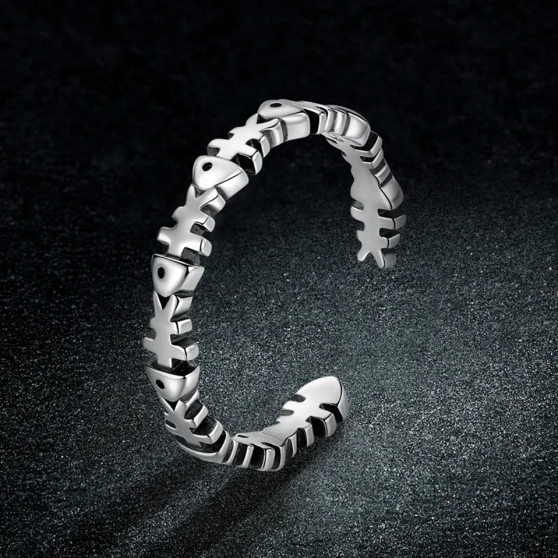 (image for) Pandora Style Fish Bone Open Ring - BSR224 - View 5