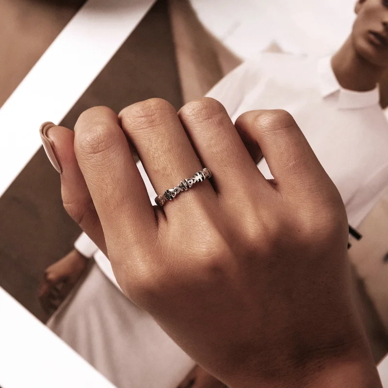 (image for) Pandora Style Fish Bone Open Ring - BSR224 - View 7