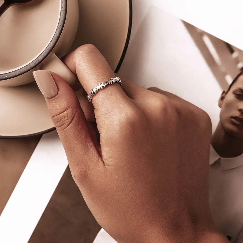 (image for) Pandora Style Fish Bone Open Ring - BSR224 - View 8