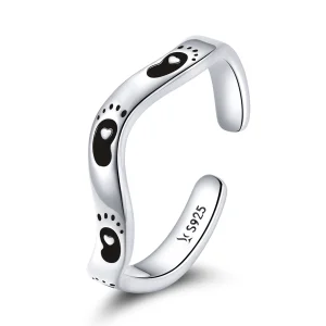 Pandora Style Footprint Open Ring - SCR712 (image for) Pandora Style Footprint Open Ring - SCR712