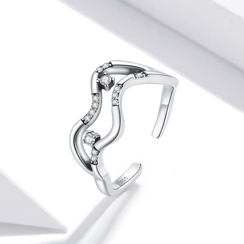 (image for) Pandora Style Galaxy Stars Open Ring - SCR710 - View 2