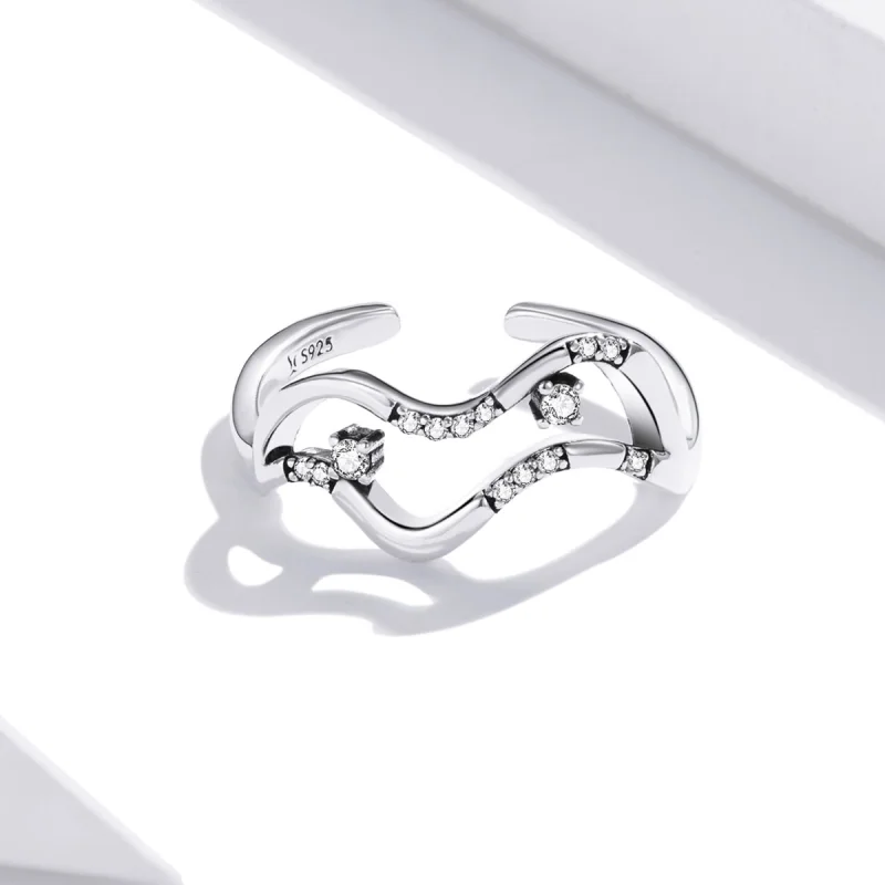 (image for) Pandora Style Galaxy Stars Open Ring - SCR710 - View 3