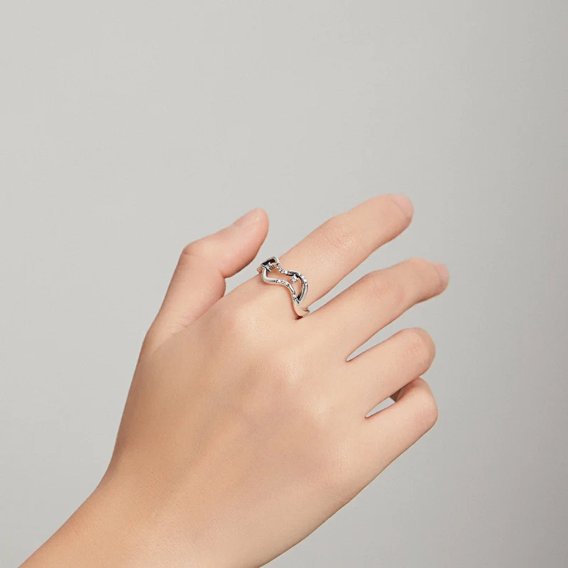 (image for) Pandora Style Galaxy Stars Open Ring - SCR710 - View 5