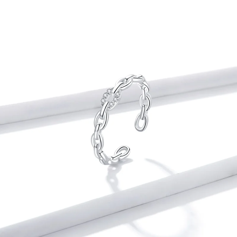 (image for) Pandora Style Geometric Chain Open Ring - BSR145 - View 3