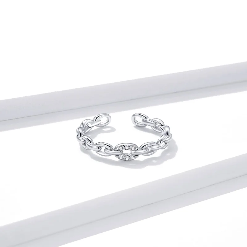 (image for) Pandora Style Geometric Chain Open Ring - BSR145 - View 4