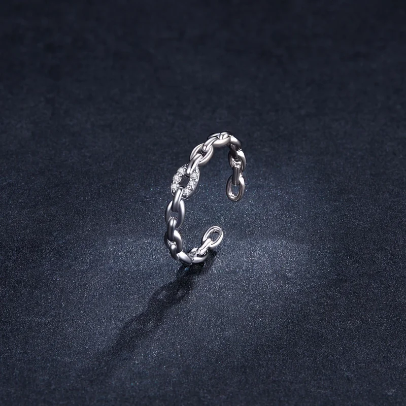 (image for) Pandora Style Geometric Chain Open Ring - BSR145 - View 5