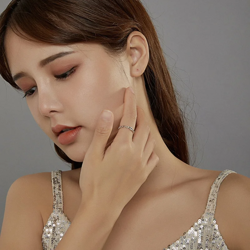 (image for) Pandora Style Geometric Chain Open Ring - BSR145 - View 7