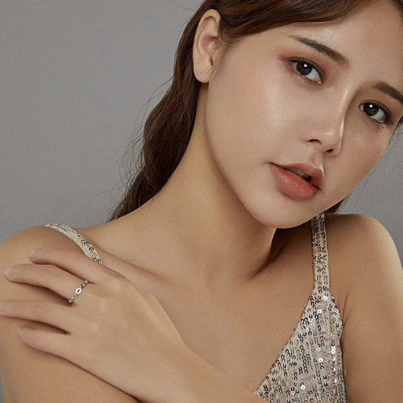 (image for) Pandora Style Geometric Chain Open Ring - BSR145 - View 8