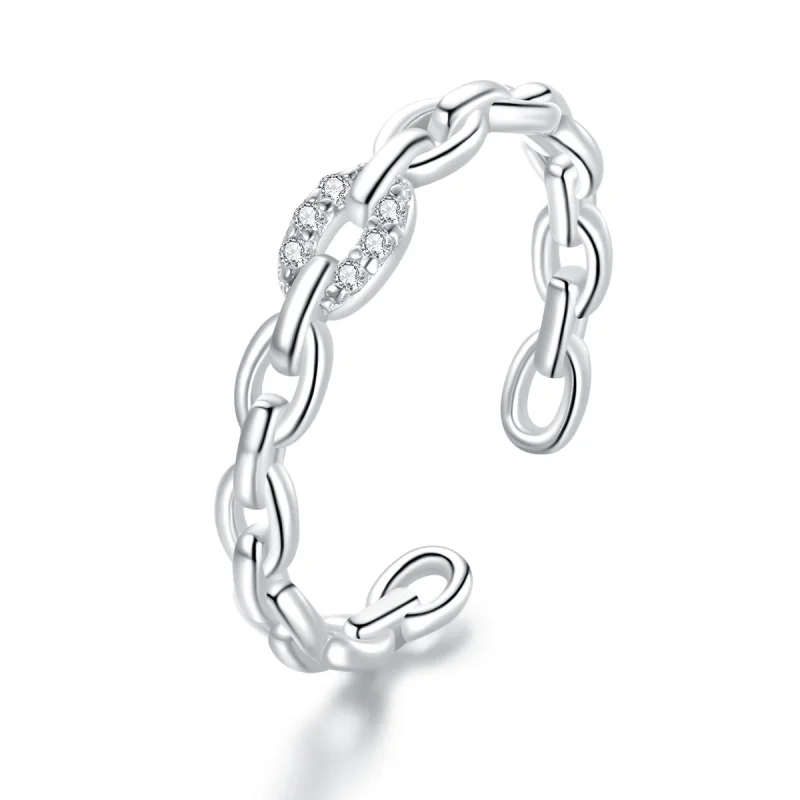 (image for) Pandora Style Geometric Chain Open Ring - BSR145 - Product Image