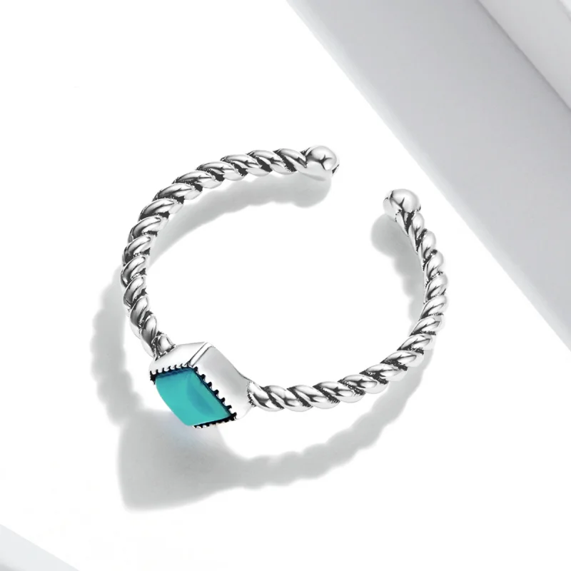 (image for) Pandora Style Geometric Turquoise Open Ring - SCR753 - View 4