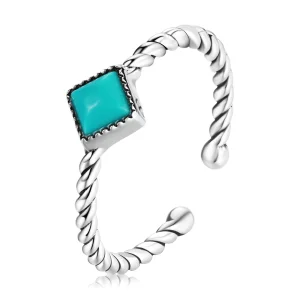 (image for) Pandora Style Geometric Turquoise Open Ring - SCR753