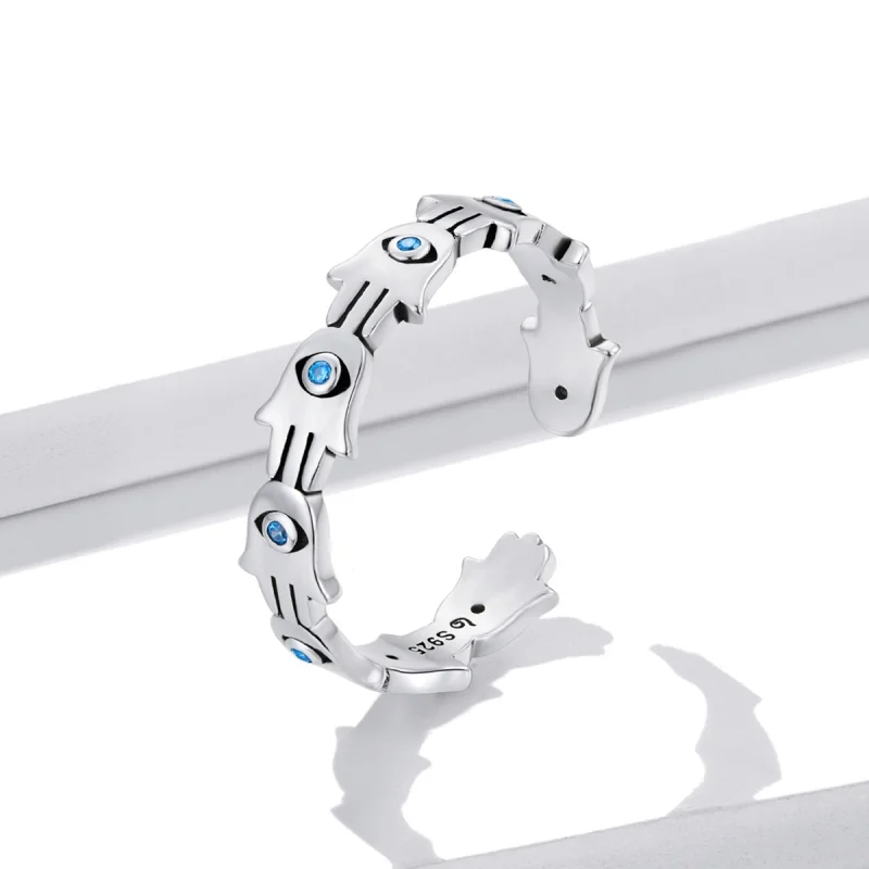 (image for) Pandora Style Hand of Fatima Open Ring - BSR237 - View 2