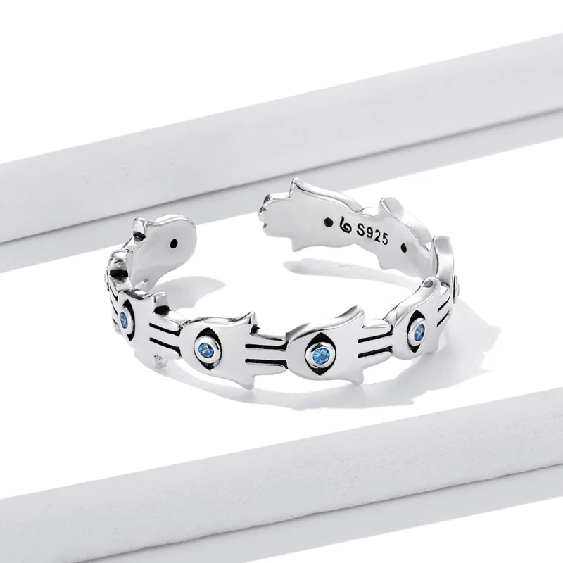 (image for) Pandora Style Hand of Fatima Open Ring - BSR237 - View 3